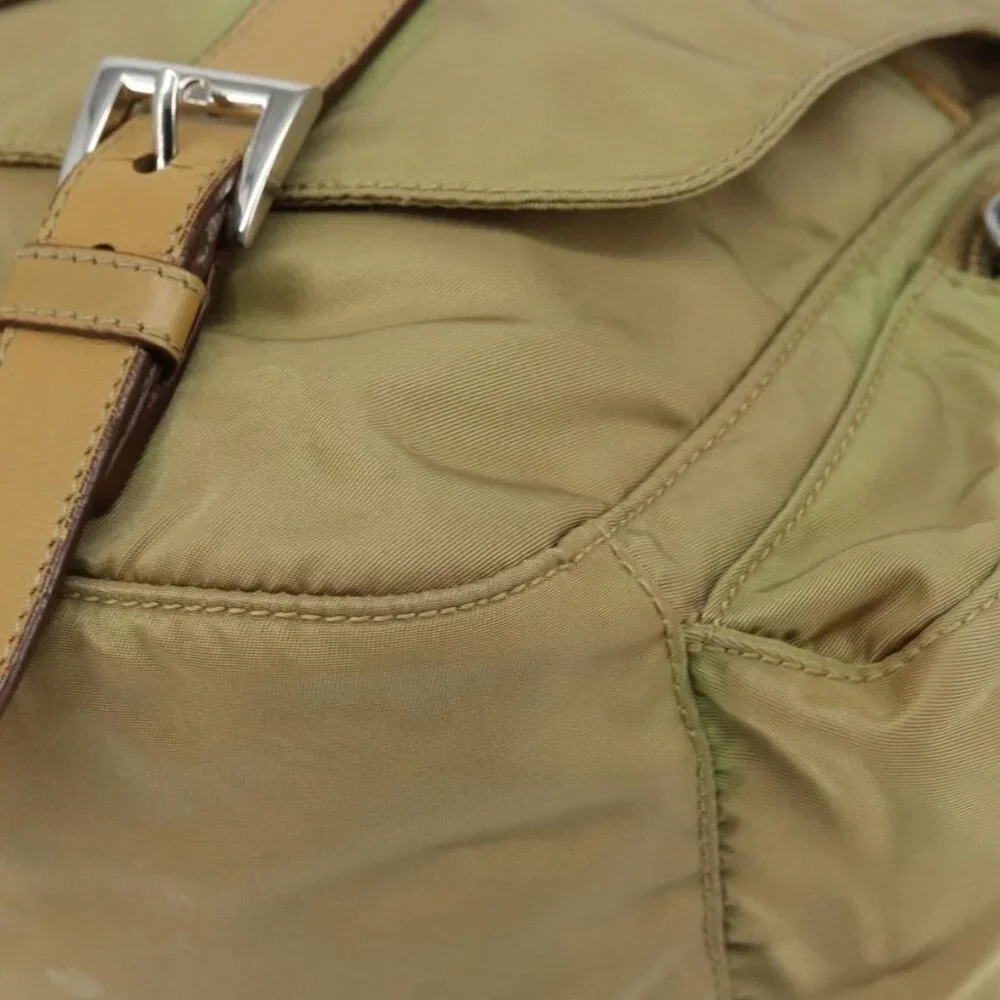 Authentic PRADA Shoulder Bag Nylon Beige Silver - Picture 16 of 16